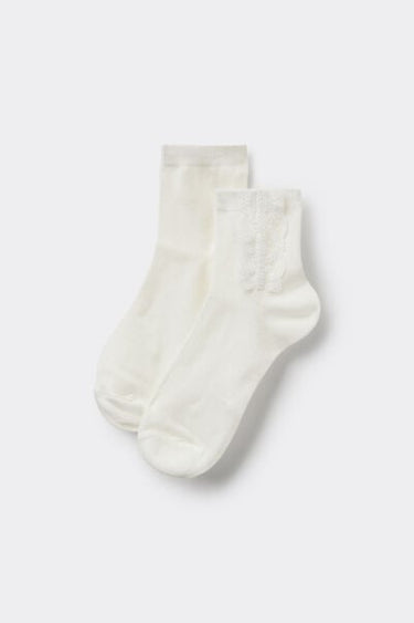 Women's Patterned Cotton Short Socks with Applique