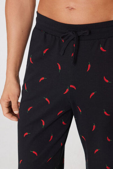 Heavy Printed Cotton Joggers with Pockets