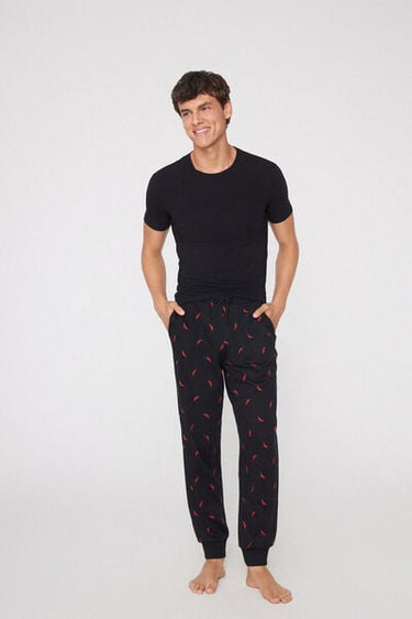 Heavy Printed Cotton Joggers with Pockets