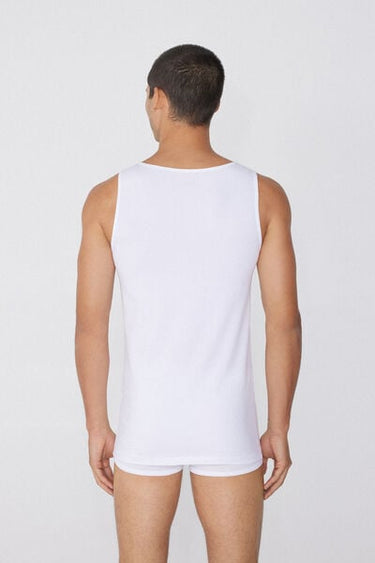 Stretch Cotton Vest with Wide Shoulder Straps