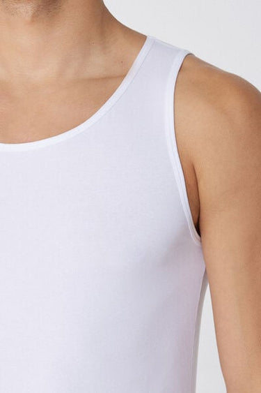 Stretch Cotton Vest with Wide Shoulder Straps