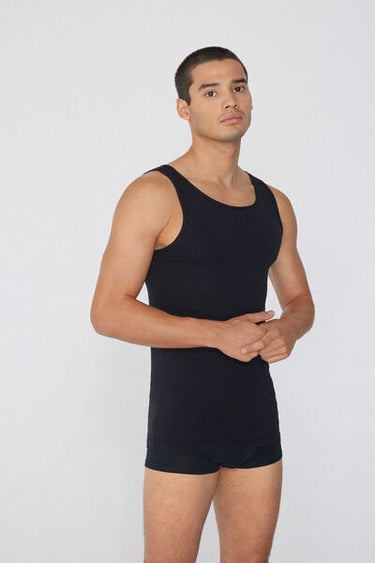 Stretch Cotton Vest with Wide Shoulder Straps