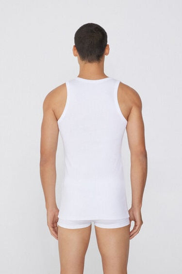 Men's Cotton Ribbed Tank Top with Wide Shoulder Straps