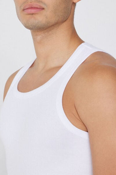 Men's Cotton Ribbed Tank Top with Wide Shoulder Straps
