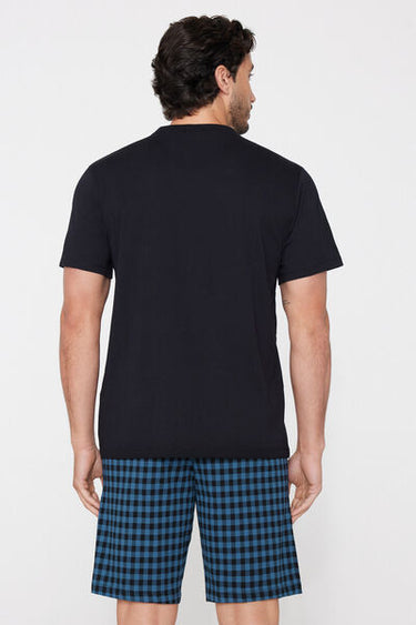 Short Checked Cotton Pyjamas with Pocket