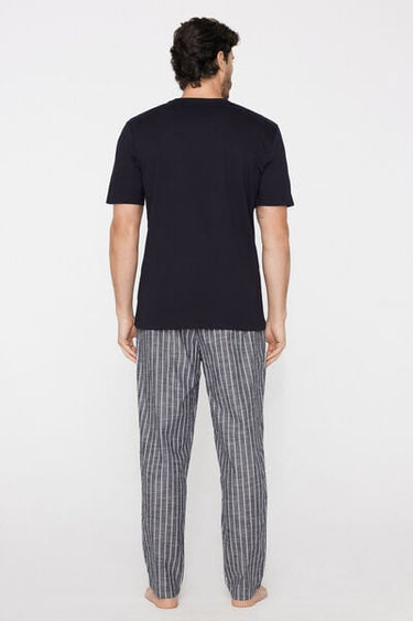 Short-Sleeved Long Cotton Pyjamas with Pocket