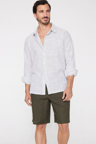 Linen-Look Cotton Canvas Shorts