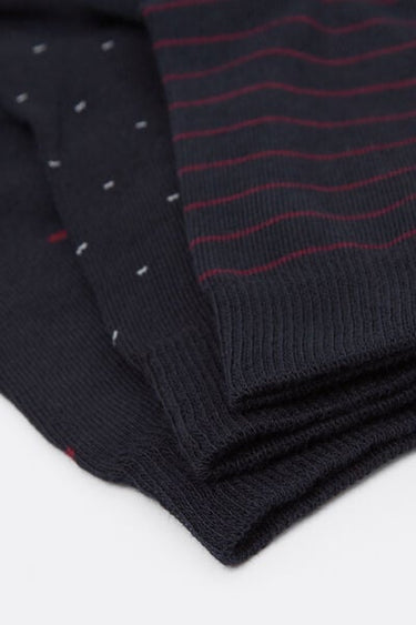 Three Pairs of Men's Short Patterned Hemless Cotton Socks