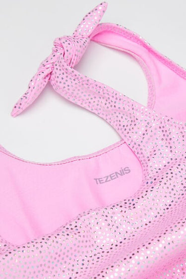 Girls’ Silver Polka Dot One-Piece Trikini Swimsuit