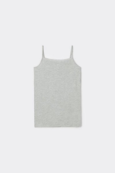 Girls’ Cotton Camisole with Thin Shoulder Straps and Rounded Neck