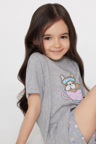 Girls’ Beauty Print Short Cotton Pyjamas