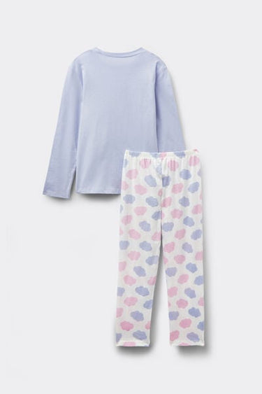 Girls’ Cloud Print Cotton Long Pyjamas