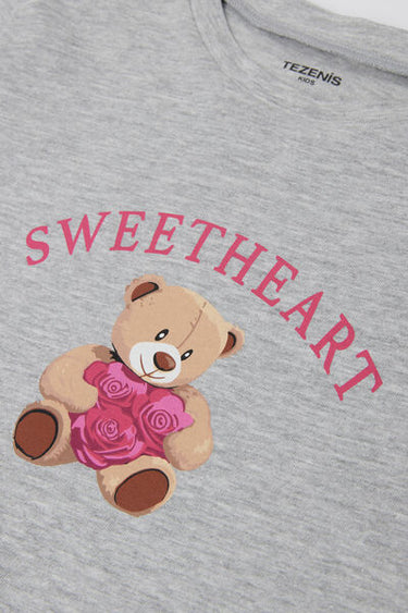Girls’ Teddy Bear Print Cotton Long Pyjamas