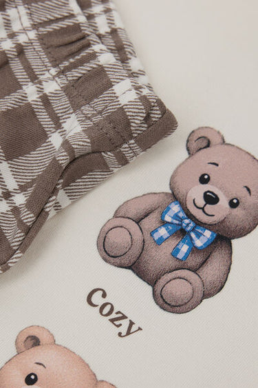 Girls’ Long Heavy Cotton Bear Print Pyjamas