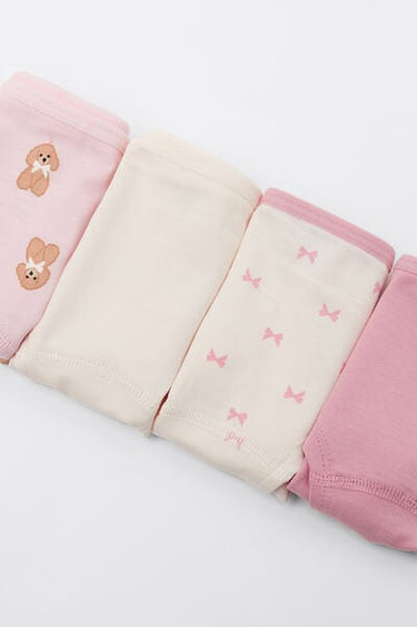 4 Pairs of Girls’ Printed Cotton Shorts