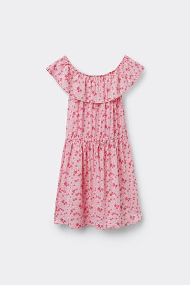 Viscose Canvas Dress with Ruffles