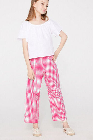 Girls’ Linen-Look Cotton Canvas Trousers