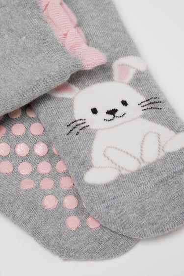 Girls' Short Non-Slip Patterned Socks