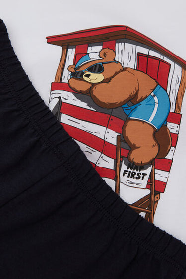 Boys’ Bear Print Short Cotton Pyjamas