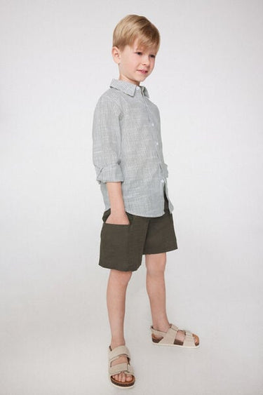 Linen-Look Cotton Canvas Cargo Shorts